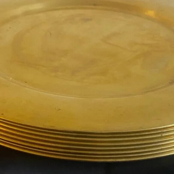 Mid-Century Danish Brass Coaster Dining Plates from Stelton, Set of 8 - Picture 1 of 10
